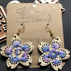 Embroidered and Laser Cut Earrings - Pair