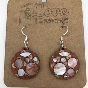 Laser-cut Wood and Acrylic Earring, Pair (Style 12)