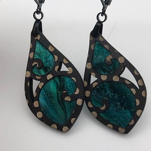 Laser-cut Wood and Acrylic Earring, Pair (Style 15)